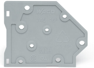 Abschlussplatte 745-500 grau PA66 V0 Reihenklemme