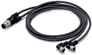 Sensor-Aktorleitung M8 Buchse M12A Stecker 4-polig 1 m PUR halogenfrei