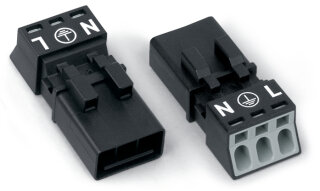 WINSTA MINI Stecker 890-213 3-polig Kod. A Push-in CAGE CLAMP schwarz
