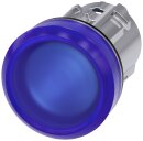 Leuchtmelder 22 mm rund blau Metall hochglanz Linse glatt