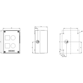 Kunststoff-Gehäuse 3SU1802-0AA00-0AB1 22 mm 2 Befehlsstellen grau