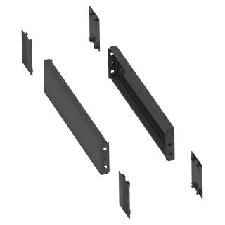 2 Seitenwände f Sockel. 400x100mm. gefalztes Stahlblech. RAL 7022. IP 30. IK 10.