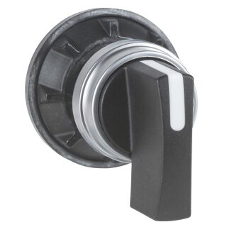 Betät.element m. Frontring Ø 29mm, Kunst,-Frontr., silberf., Knebel, schwarz