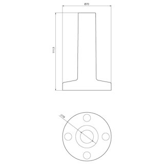 Rohr mit Fuß 100 mm Signalsäulenelement Durchmesser 70 mm