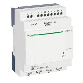 SPS-Steuerrelais, Zelio Logic, kompakte Ausführung, 12 E/A, 24 VAC, Uhr