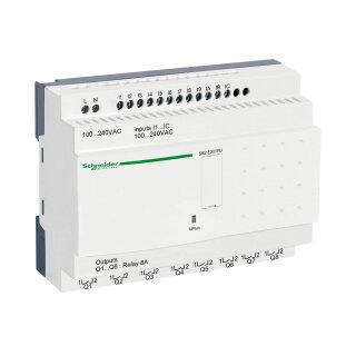 SPS-Steuerrelais, Zelio Logic, kompakte Ausführung, 20 E/A, 100 bis 240 VAC, Uhr