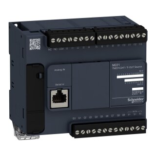 SPS-Steuerung, Modicon M221, Kompaktformat, 24 E/A, Modbus, 24 VDC, Source Transistor, Schraubklemmen