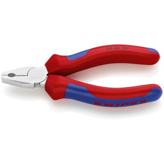 KNIPEX 08 05 110 Mini-Kombizange mit Mehrkomponenten-Hüllen verchromt 110 mm