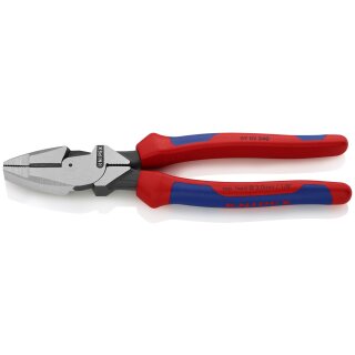 KNIPEX 09 02 240 Kraft-Kombizange "Linemans Pliers" amerikanisches Modell mit Mehrkomponenten-Hüllen schwarz atramentiert 240 mm