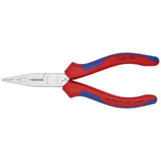 KNIPEX 13 05 160 Verdrahtungszange mit Mehrkomponenten-Hüllen verchromt 160 mm