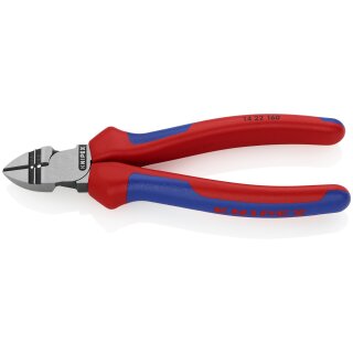 KNIPEX 14 22 160 Abisolier-Seitenschneider mit Mehrkomponenten-Hüllen schwarz atramentiert 160 mm