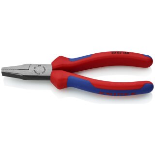 KNIPEX 20 02 160 Flachzange mit Mehrkomponenten-Hüllen schwarz atramentiert 160 mm