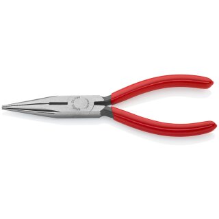 KNIPEX 25 01 160 Flachrundzange mit Schneide (Radiozange) mit Kunststoff überzogen schwarz atramentiert 160 mm