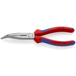 KNIPEX 26 22 200 Flachrundzange mit Schneide (Storchschnabelzange) mit Mehrkomponenten-Hüllen schwarz atramentiert 200 mm