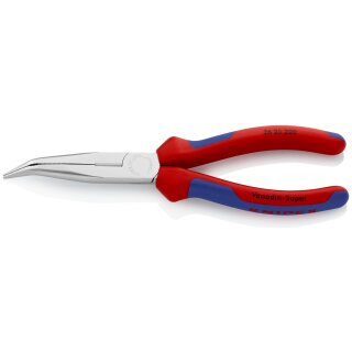 KNIPEX 26 25 200 Flachrundzange mit Schneide (Storchschnabelzange) mit Mehrkomponenten-Hüllen verchromt 200 mm