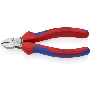 KNIPEX 70 02 140 Seitenschneider mit Mehrkomponenten-Hüllen schwarz atramentiert 140 mm