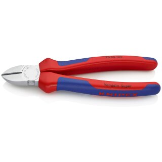 KNIPEX 70 05 180 Seitenschneider mit Mehrkomponenten-Hüllen verchromt 180 mm