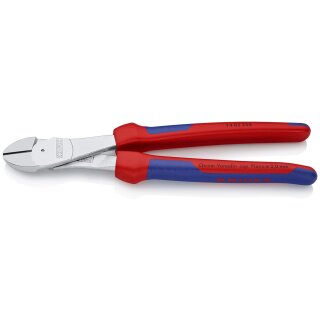 KNIPEX 74 05 250 Kraft-Seitenschneider mit Mehrkomponenten-Hüllen verchromt 250 mm