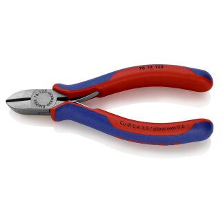 KNIPEX 76 12 125 Seitenschneider für Elektromechaniker mit Mehrkomponenten-Hüllen schwarz atramentiert 125 mm