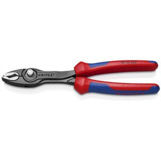 KNIPEX 82 02 200 TwinGrip Frontgreifzange mit Mehrkomponenten-Hüllen schwarz atramentiert 200 mm