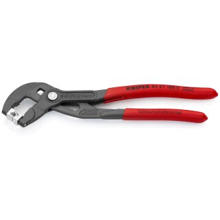 KNIPEX 85 51 180 C Schlauchschellenzange für Click-Schellen mit rutschhemmendem Kunststoff überzogen grau atramentiert 180 mm