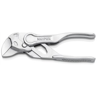 KNIPEX 86 04 100 Zangenschlüssel XS Zange und Schraubenschlüssel in einem Werkzeug aufgeprägte, raue Oberfläche verchromt 100 mm