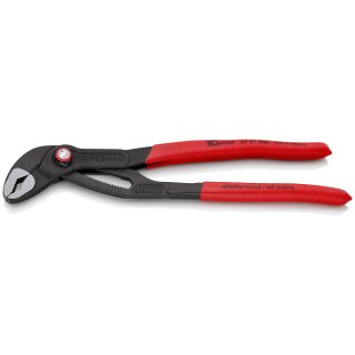 KNIPEX 87 21 250 Cobra® QuickSet Hightech-Wasserpumpenzange mit rutschhemmendem Kunststoff überzogen grau atramentiert 250 mm