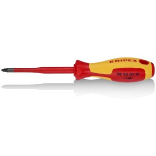 KNIPEX 98 25 02 SL Schraubendreher (Slim) für Kreuzschlitzschrauben Pozidriv® isolierender Mehrkomponenten-Griff, VDE-geprüft brüniert 212 mm