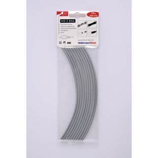 HellermannTyton - 308-30313 - Warmschrumpfschlauch 3:1 (3/1 mm), grau, 200 mm (10 Stk.)
