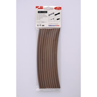 HellermannTyton - 308-30614 - Warmschrumpfschlauch 3:1 (6/2 mm), braun, 200 mm (10 Stk.)