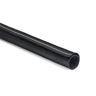 HellermannTyton - 170-01108 - Selbstschließender Schlauch, 32 - 38 mm, PET, schwarz mit weißen Fäden, 15 m
