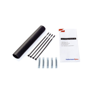 HellermannTyton - 380-04019 - Kabel-Reparatur-Set LVRK-L 4:1 (24/6 mm), 1,5 - 2,5 mm², PO-X, mit Innenkleber, schwarz