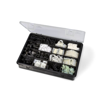 HellermannTyton - 151-00000 - Sortimentsbox Befestigungssockel - Inhalt 195 Teile: Snapper, Schellen und Befestigungssockel)