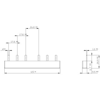 Stiftsammelschiene 5ST3616 10 mm² 63 A 3-phasig berührungssicher