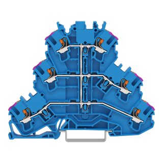 Dreistockklemme 2202-3209 6-Leiter Push-in CAGE CLAMP 2,5 mm² blau