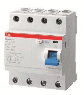 ABB - 2CSF204101R4250 - F204A-25/0,5 FI-Schutzschalter 4P,Typ A,25A,500mA