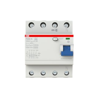 ABB - 2CSF204101R3900 - F204A-100/0,3 FI-Schutzschalter 4P,Typ A,100A,300mA