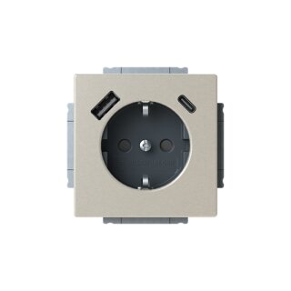 Busch-Jaeger - 2CKA002011A6314 - SCHUKO® USB-Steckdosen-Einsatz Safety+ mit  USB A/C edelstahl  - pur edelstahl