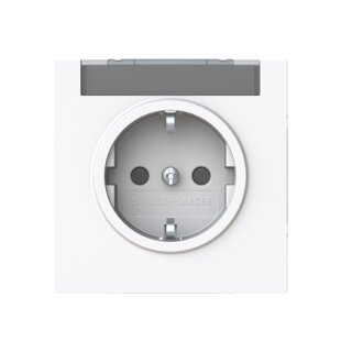 Busch-Jaeger - 2CKA002013A5509 - SCHUKO® Steckdose Safety+, studioweiß mit Beschriftungsfeld Busch-art linear®