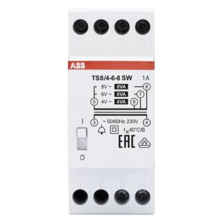 ABB - 2CSM081012R0811 - TS 8/4-6-8SW Klingeltransformator 8VA,4-6-8V,EIN/AUS Schalter, 230V