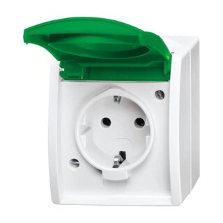 Busch-Jaeger - 2CKA002083A0837 - SCHUKO® Steckdose mit grünem Klappdeckel