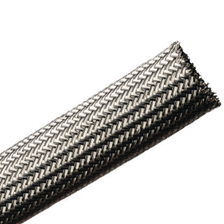 HellermannTyton - 173-01600 - EMV-Geflechtschlauch 14-20 mm, zinnfarben/schwarz, 100 m