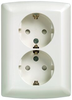 Siemens - 5UB22113KK - DELTA i-system SCHUKO-Doppelsteckdose mit erh. Berühungsschutz, titanweiß, o. Krallen