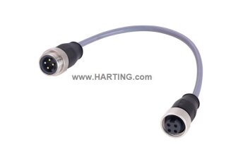 7/8 Kabelkonfektionen 4-polig gerade 0,6 m PVC grau HARTING